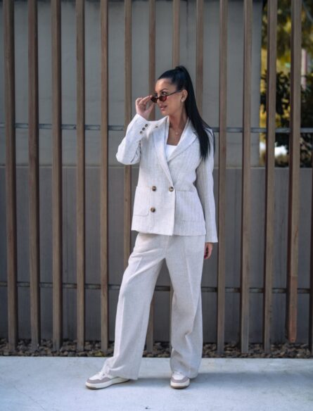 AURA Striped Linen Blazer - Image 4