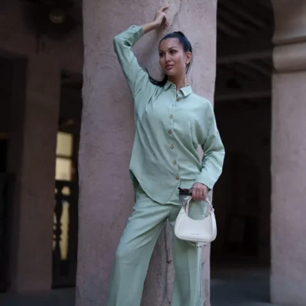 ROSE Lona Linen Shirt (Green) - Image 3
