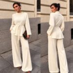 Belted Knit Co-ord Set with Cowl Neck - 40126